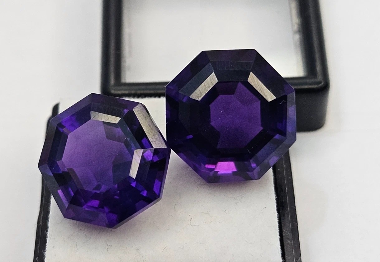 Fancy Cut Natural Amethyst Purple 27.10 Ct Pair Stone For Earring Making