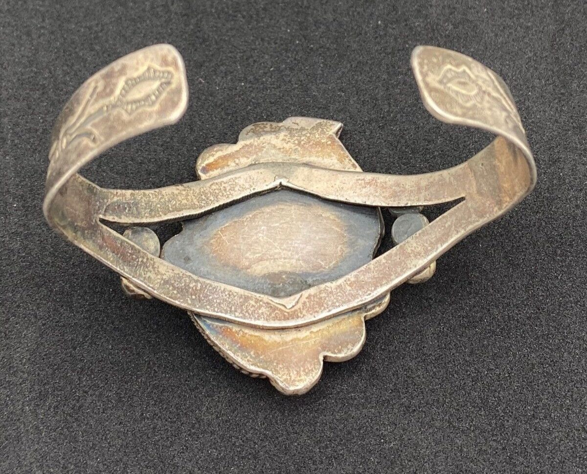 1950s Vintage Fred Harvey Bracelet Navajo 1.5″ Turquoise Sterling Old Pawn