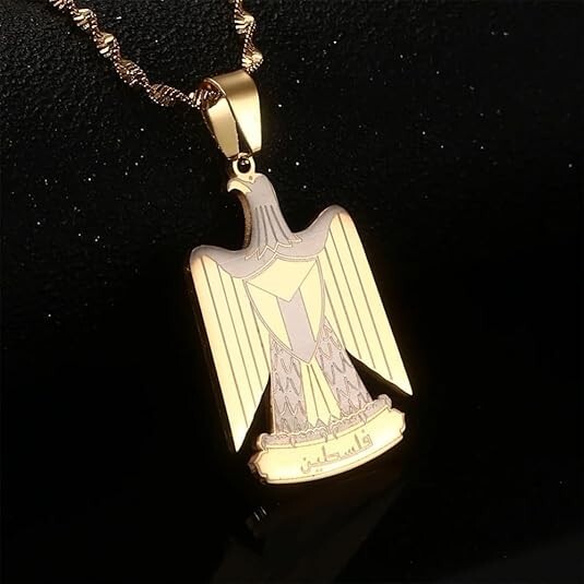Palestine coat of arms eagle chain Unisex Gold/Silver