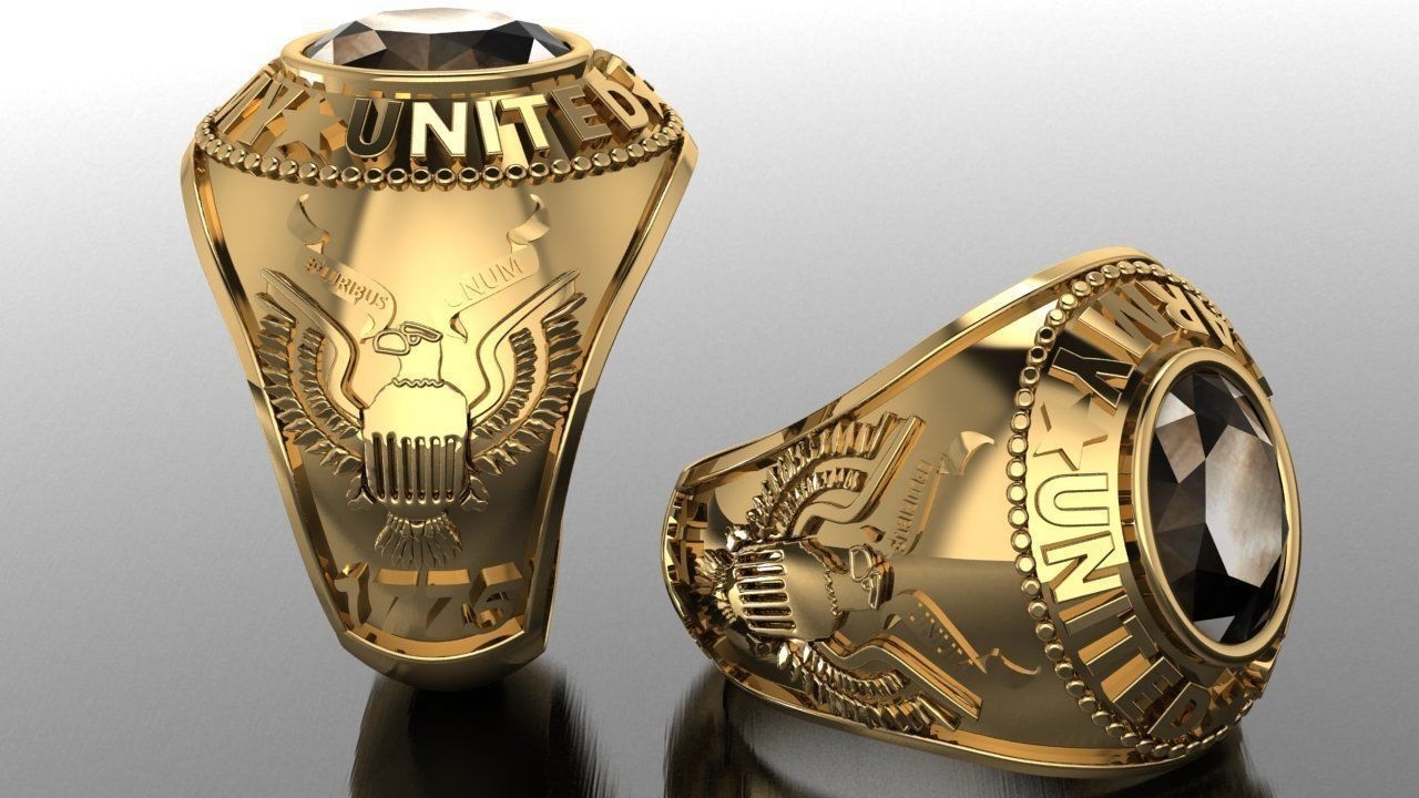 Men’s United States Army Eagle Gothic Punk 925 Sterling Silver Statement Rings