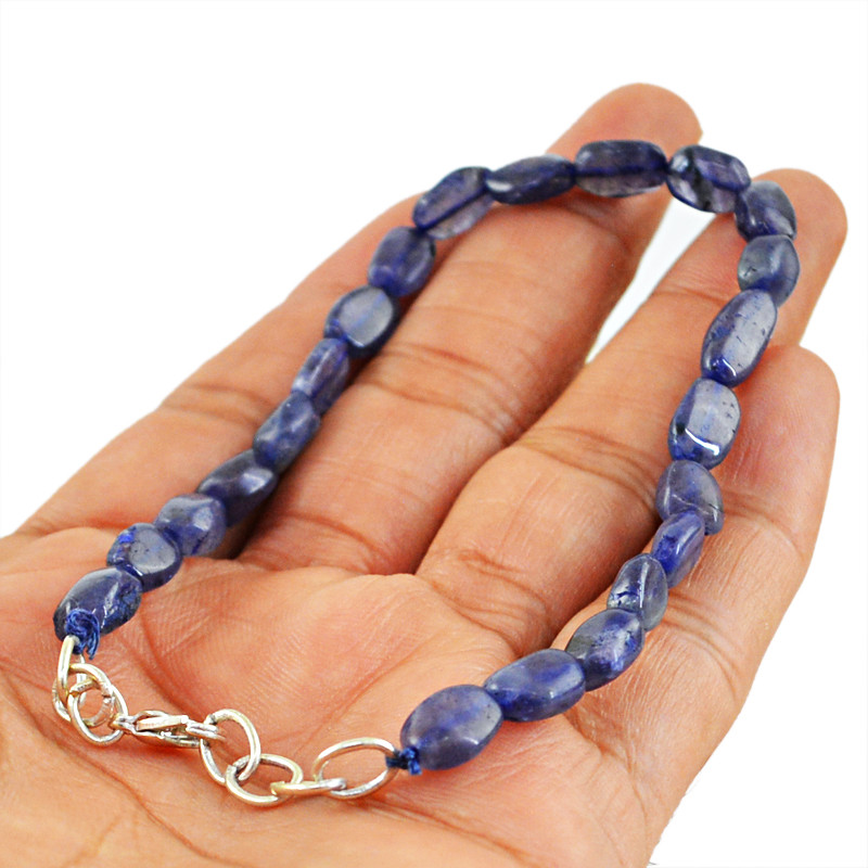 40.00 Cts Earth Mined Blue Tanzanite 8″ Inches Long Untreated Beads Bracelet