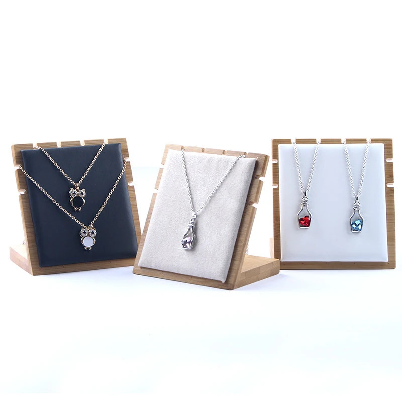Bamboo Necklace Display Jewelry PendantVStand Holder Storage Organizer Rack