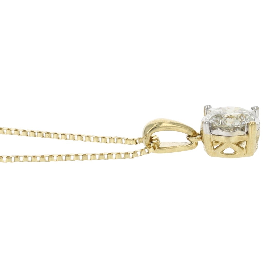 .50ct Round Cut Diamond Solitaire Pendant on 21.25″ Necklace 10k Yellow Gold