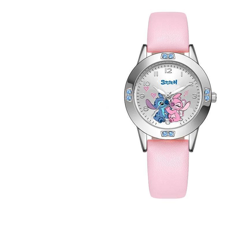 Disney Stitch Watches Diamond Quartz Watch for Women Stich Cartoon Leather Wrist