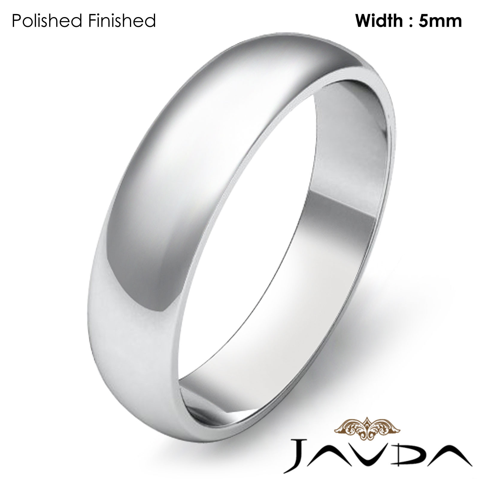 5mm Platinum 950 Ring Dome Plain Polish Women Wedding Band 6.3gram Size 4 – 4.75