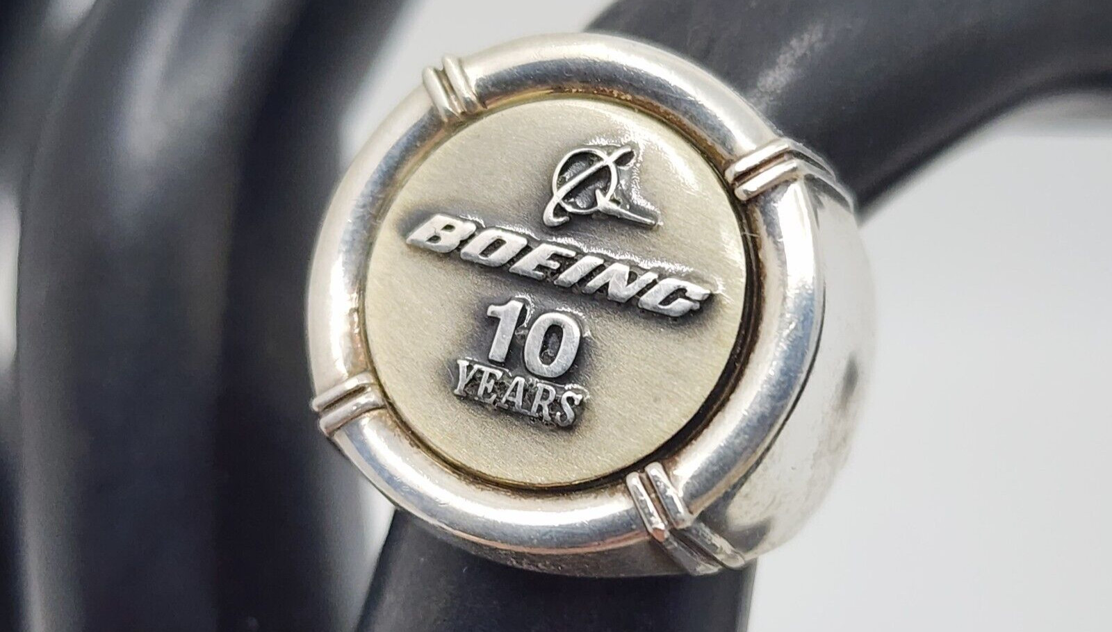 Boeing 10 Years Sterling Silver & 10k White Gold Ring Size 6