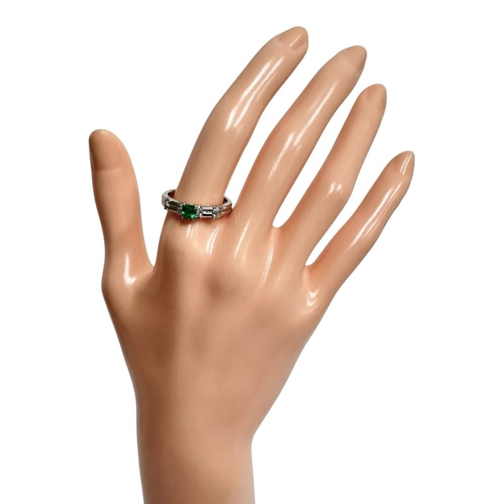 US 7.4 Emerald 0.27ct diamond Total 0.17ct Ring Pt900Platinum 5.4g Women