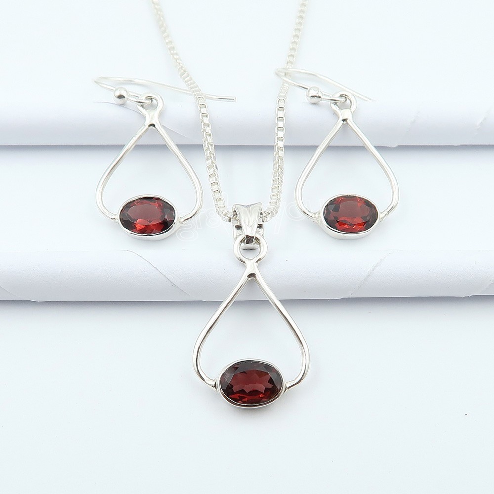 Free Silver Chain 925 Silver Rare GARNET Jewellery Set Style for Every Occasion