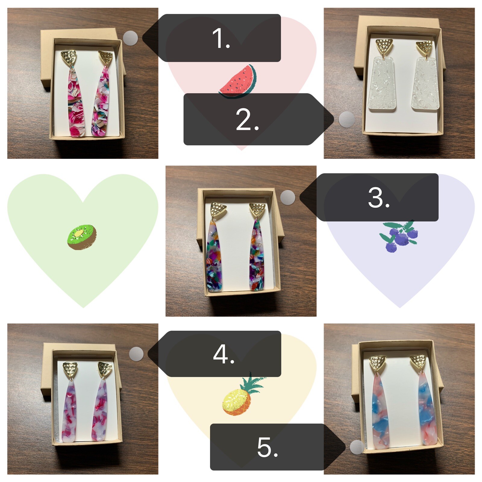 Handmade Multi Choose Shell Resin Earrings With Gold Plated Post