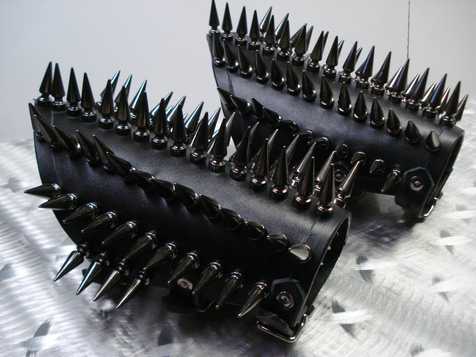 Black Chrome Spikes Gauntlets.BLACK METAL. (MDLG0242)….. KULT OV AZAZEL’S