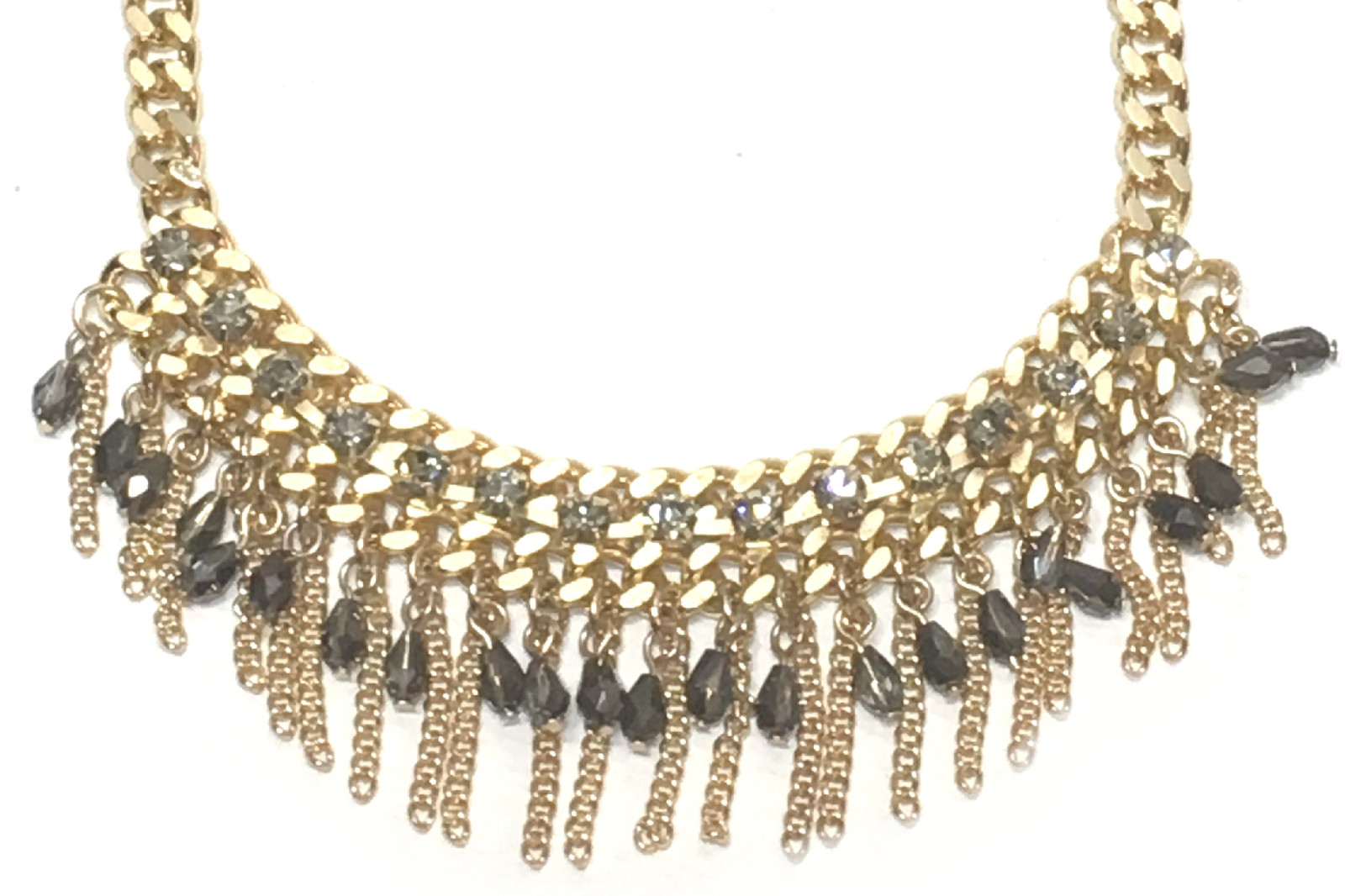 ANN TAYLOR LOFT OUTLET HEMATITE DROPS AND CHAIN NECKLACE NEW WITH TAGS