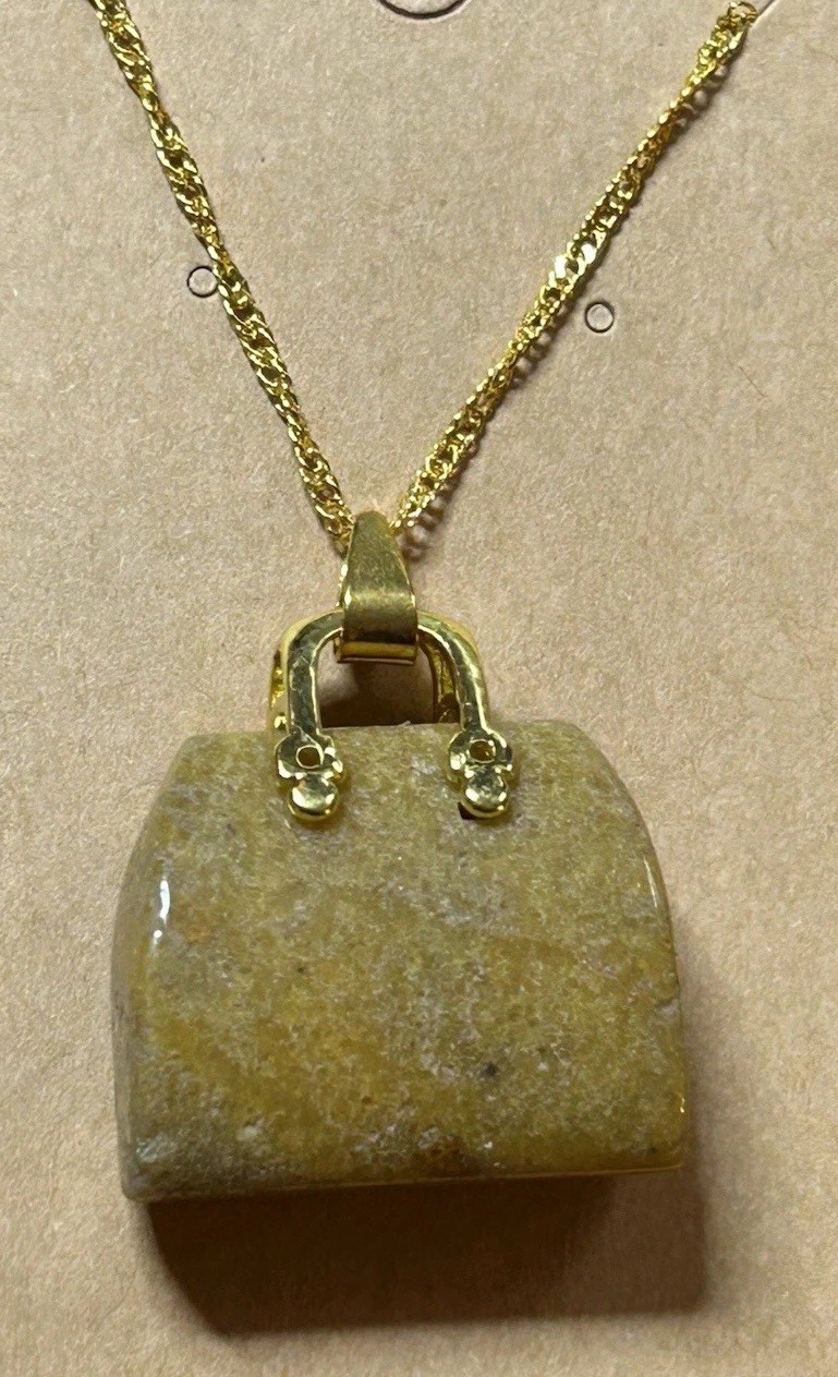 A002. natural chrysanthemum coral fossil jasper handbag pendant Necklace
