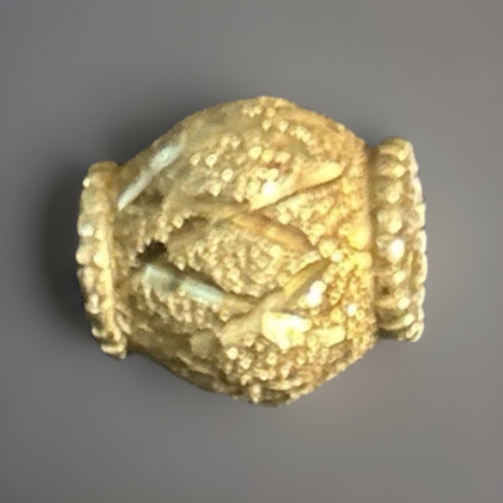 2.15g , 22k Italian Yellow Gold Roundel Bead Charm With Diamond Cuts