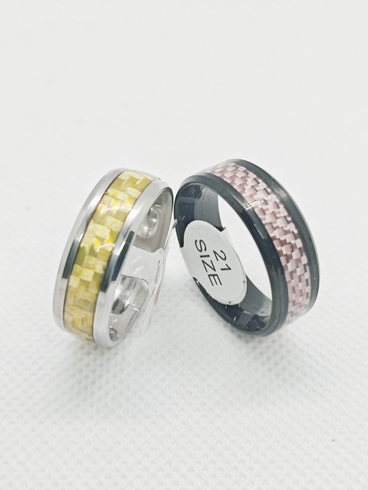 36 Pcs 8mm Carbon Fiber Stainless Steel Rings Inner Arc Unisex Stackable Jewelry