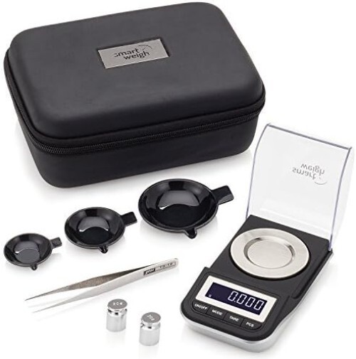 Versatile 50g Digital Scale with Tare Function & Calibration Weights Included