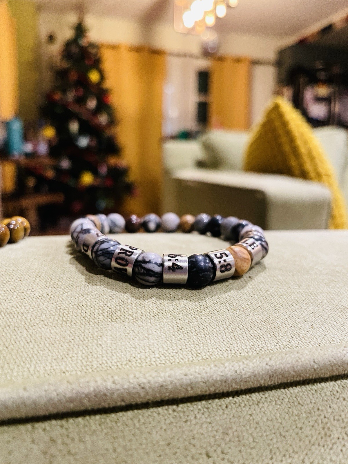 Personalized Engraved Men Jasp Stone Bracelet with Names – Jasp Kids Names Brace