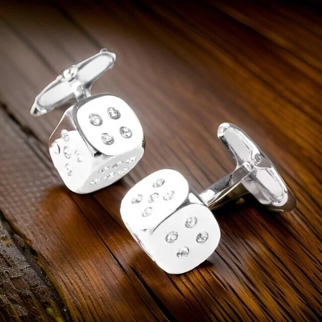 Men’s Wedding Cufflinks 2Ct Round Cut Lab Created Diamond 14K White Gold Plated