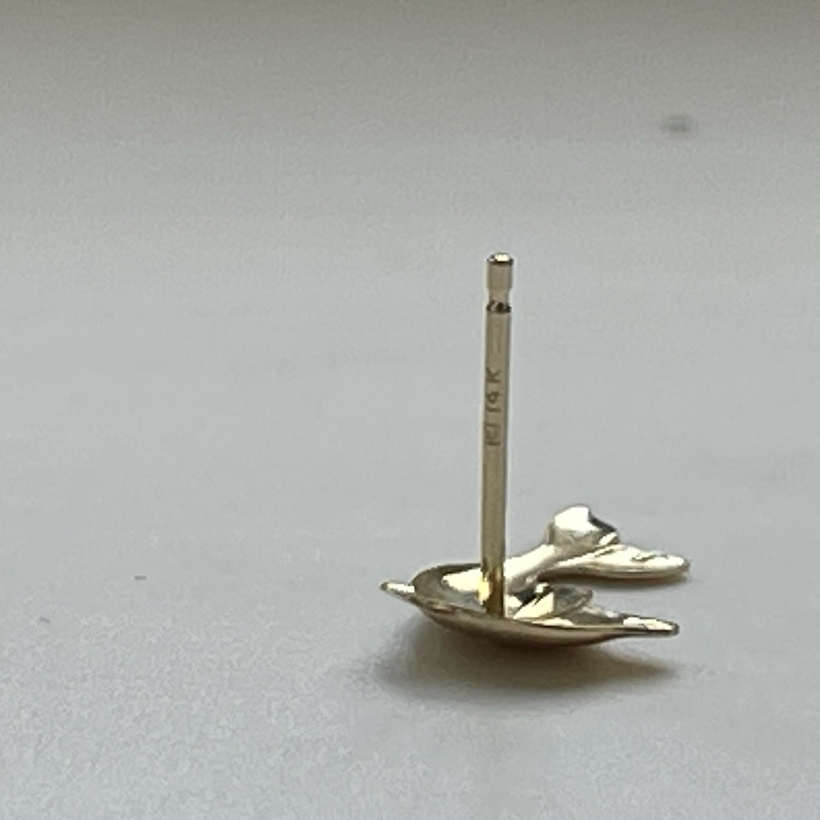 Small Solid 14k Yellow Gold Dolphin Diamond Cut Stud Earrings, .31 Grams