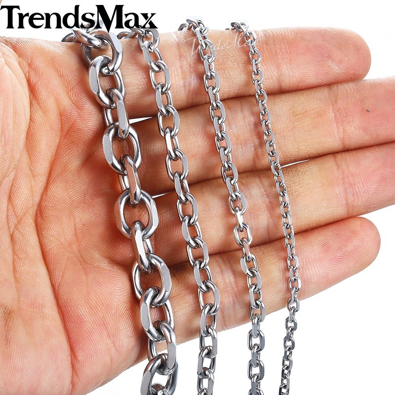 3/4/6/10mm Rolo Cable Link Women Mens Chain Stainless Steel Bracelet 7-10 inches