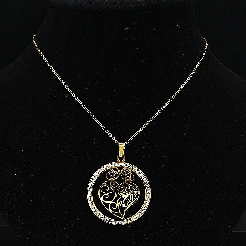 NEW Unisex Aesthetic Design Heart Shape Pattern Pendant Necklace Fashion Jewelry