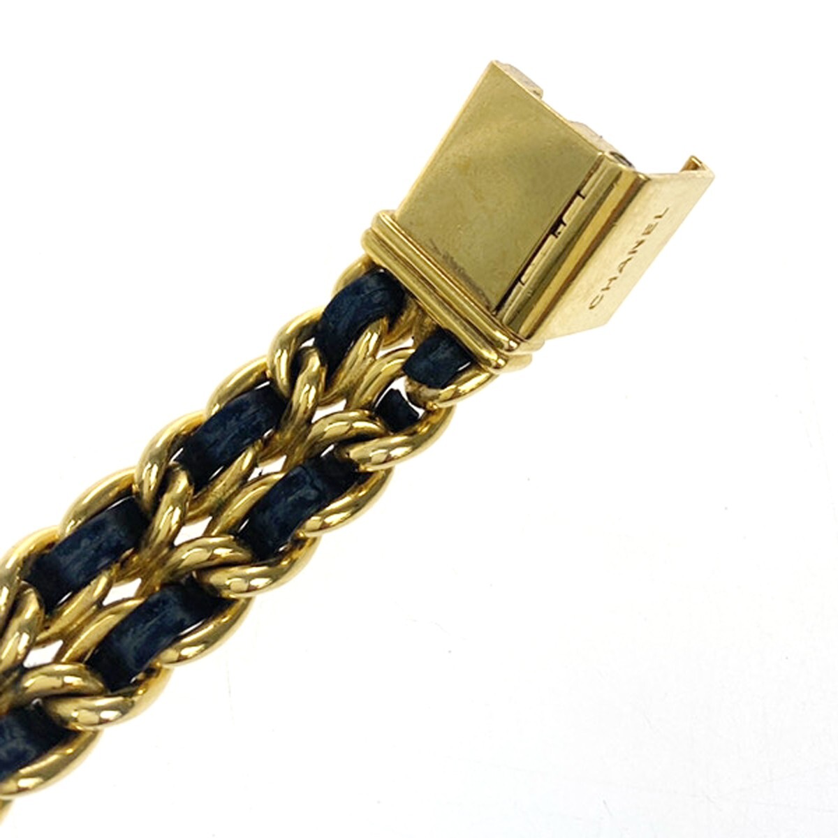 CHANEL Logo Premiere Watch H0001 # L Quartz Gold Plated Leather GHW 690RK949
