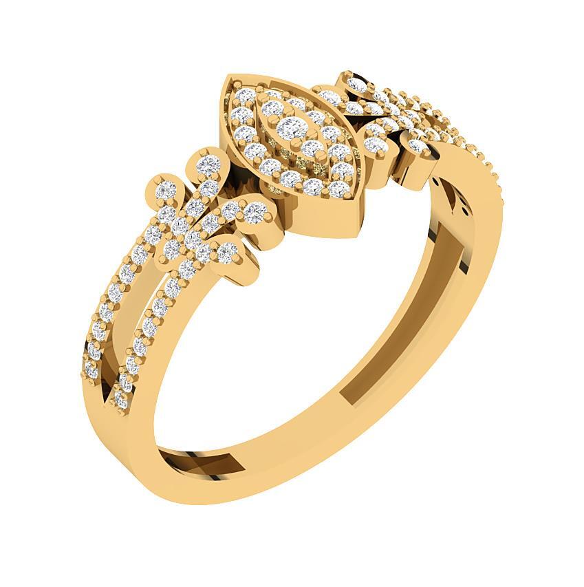 SI G 0.40 Carat Genuine Diamond Right Hand Anniversary Ring 14K Rose Gold 9.40mm