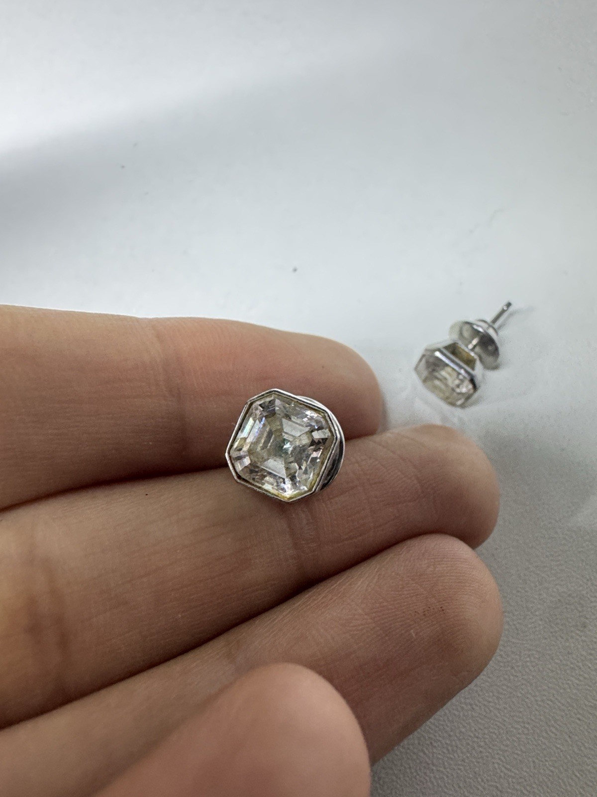 Henri Bendel Silver Clear Crystal Stud Earrings