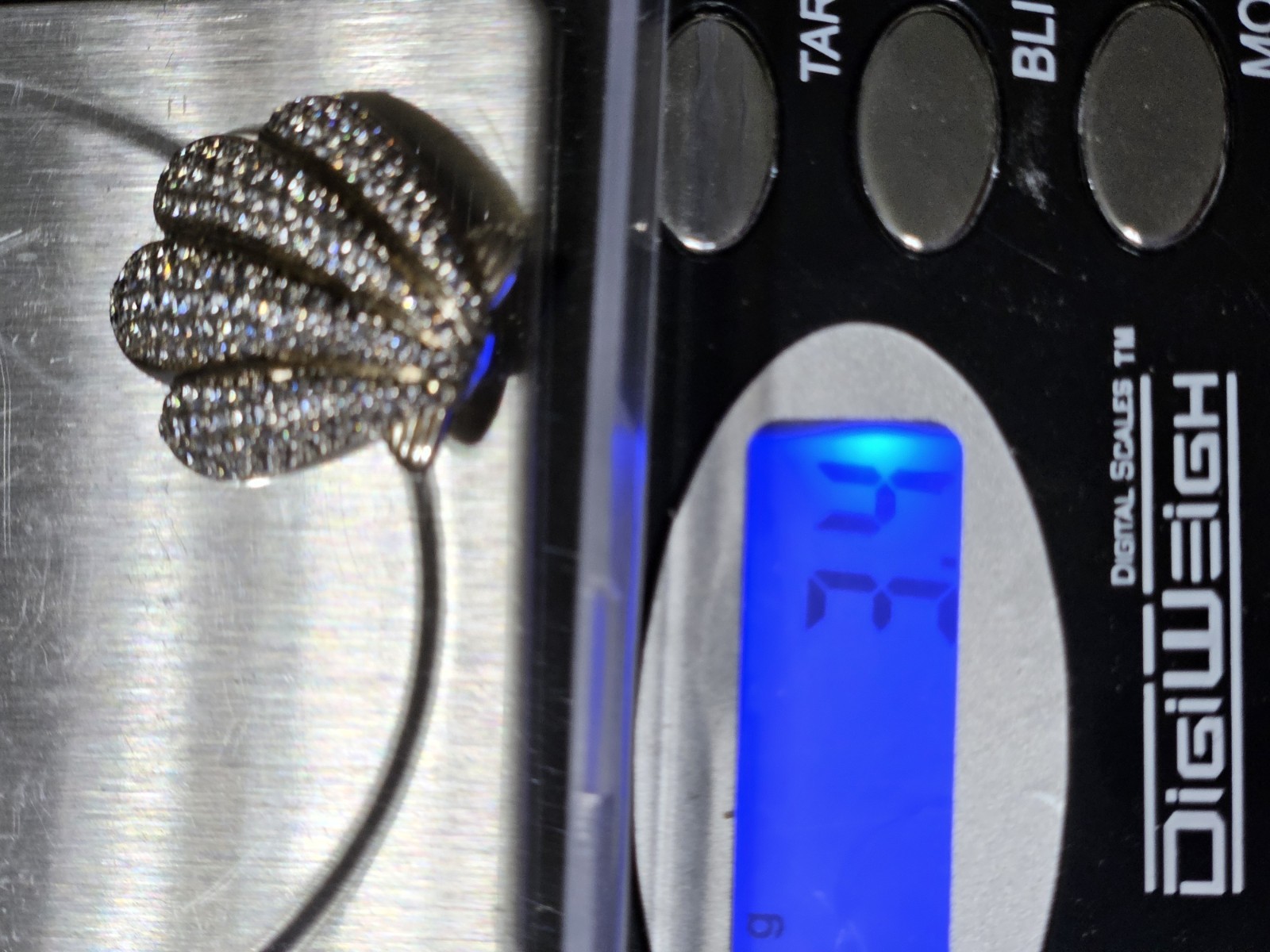 21.5MM RHODIUM PLATED 925 SILVER HAWAIIAN SCALLOP SHELL CZ SLIDE PENDANT