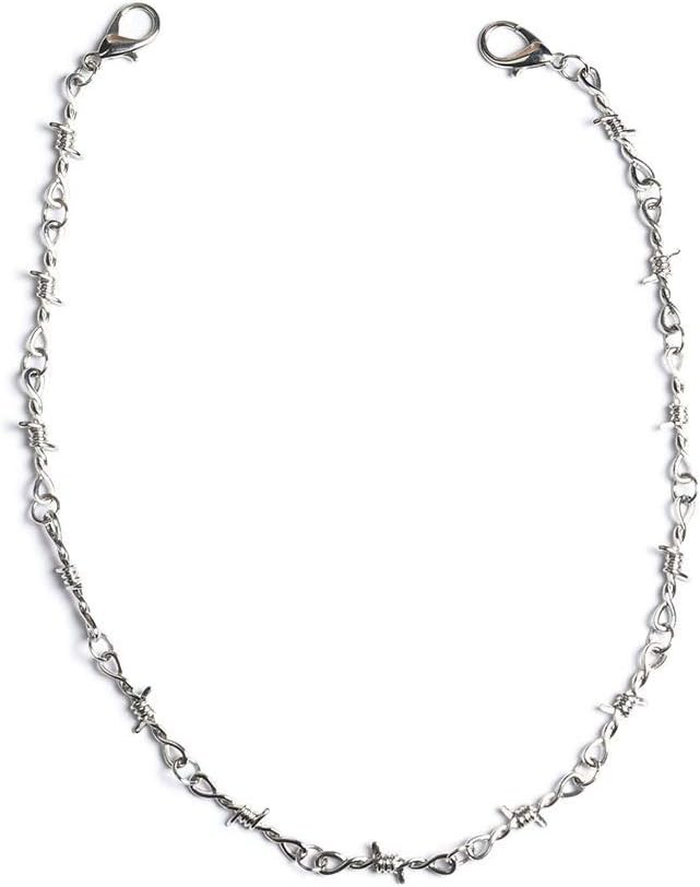 Punk Gothic Barbed Wire Chain Necklace Bracelet – Silver Jewel for Men & Women