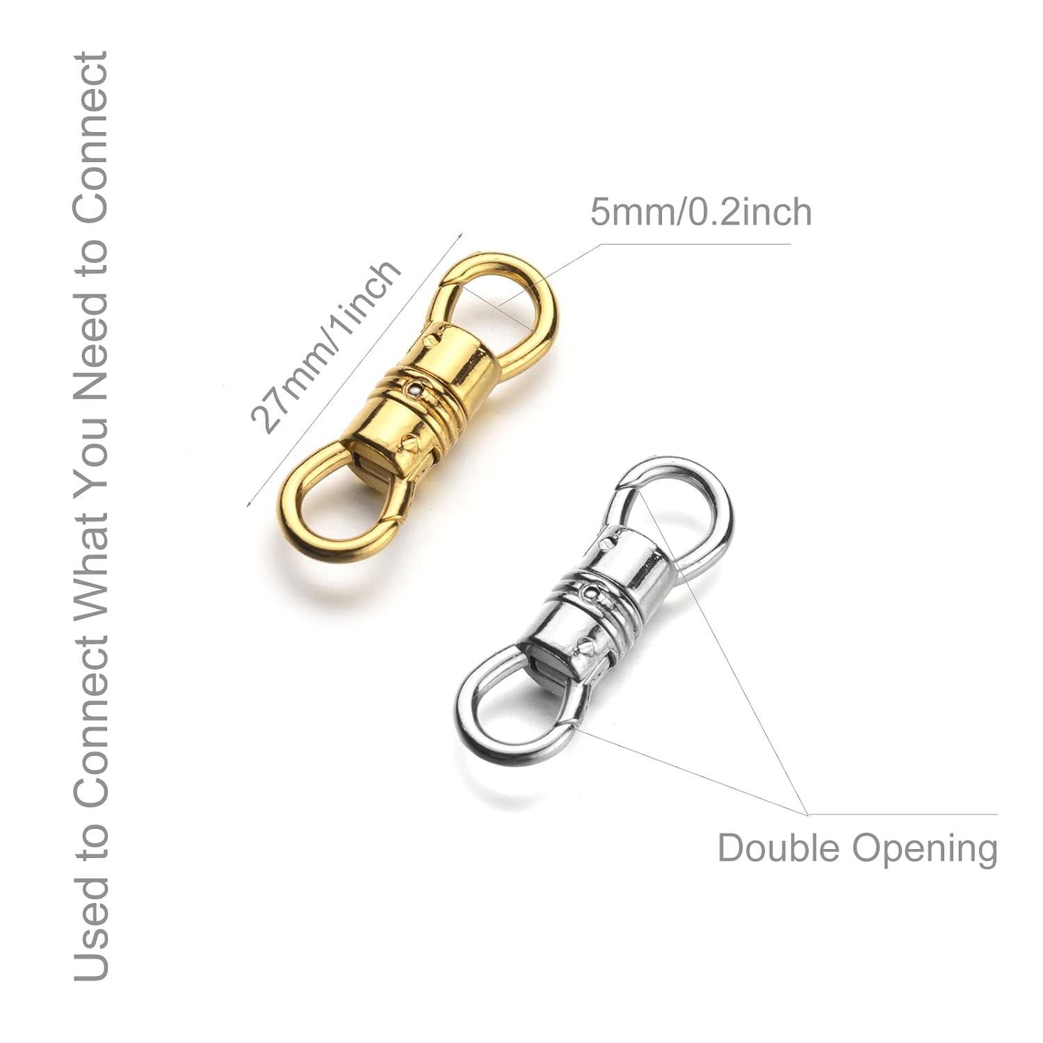 Double Opening Swivel Clasp Connector for Necklace Pendant 2 Gold 2 Silver