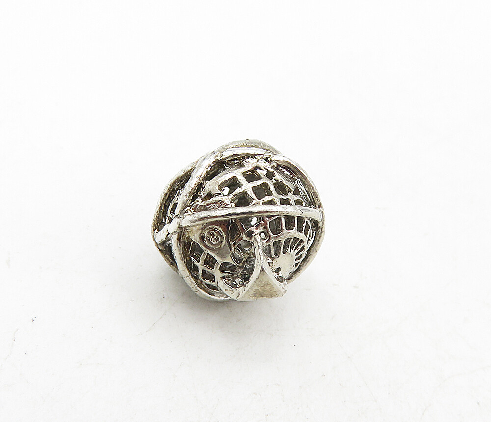 925 Sterling Silver Vintage Petite Wrapped World Globe Drop Pendant PT6811
