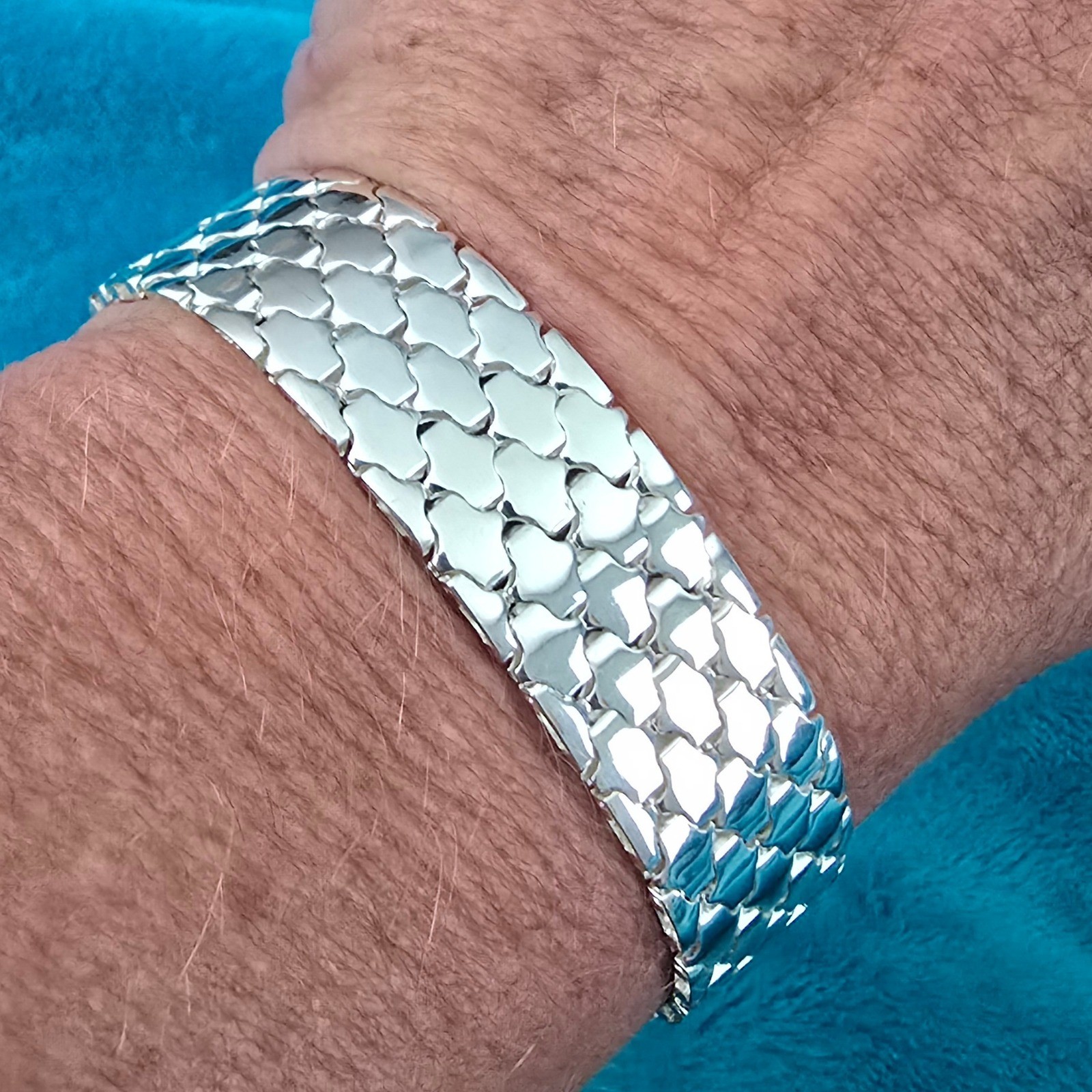 NWOT Vintage Milor Italy 925 Sterling Silver Wide Articulated Bracelet