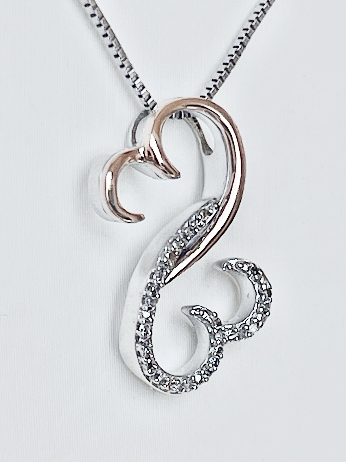 Jane Seymour Open Hearts Diamond Sterling silver, 10K Rose Gold Necklace MRP$199