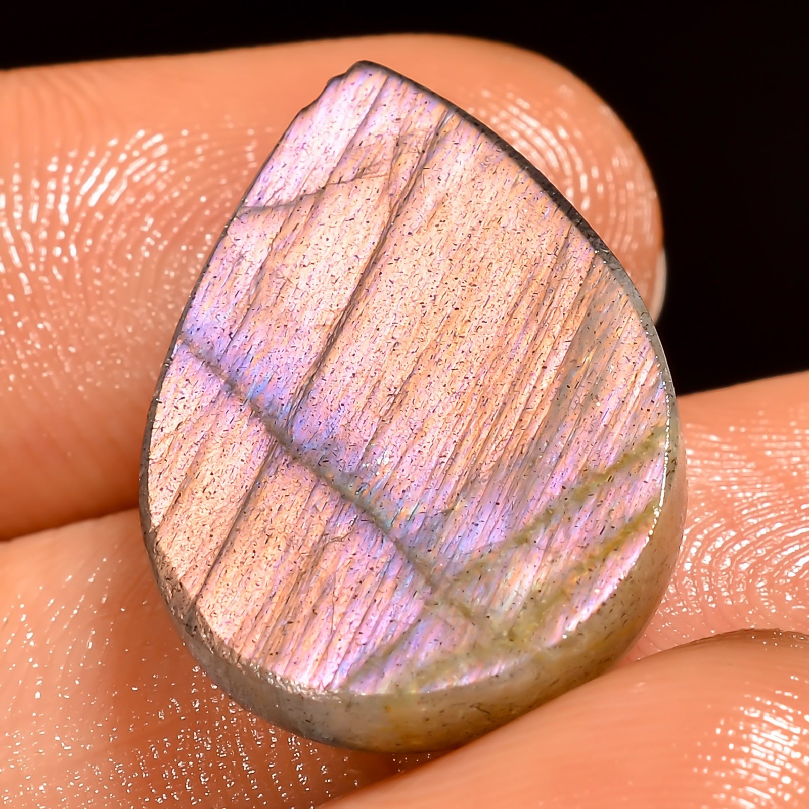 17 Ct Natural Labradorite Pear Cabochon Loose Gemstone For Pendant 21X15X6 mm