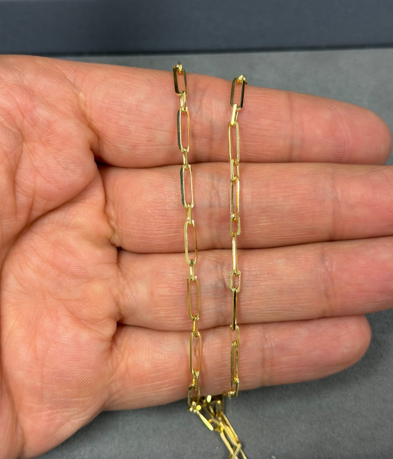Solid 14k Yellow Gold 2.7mm Paperclip Link Chain 20″ Necklace Lobster Lock