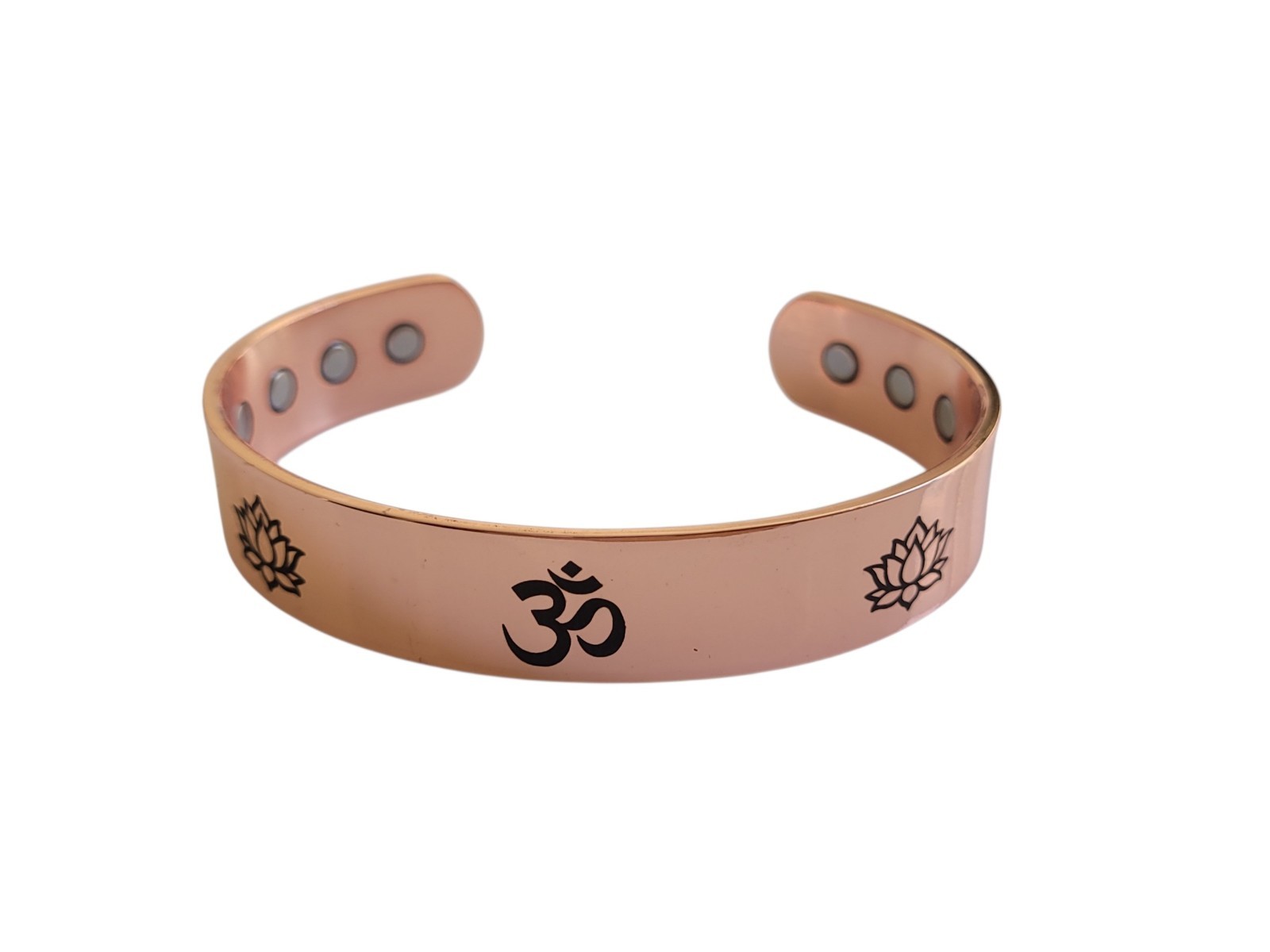 OM Lotus Solid Copper Magnetic Bracelet Arthritis Pain Therapy Healing Cuff