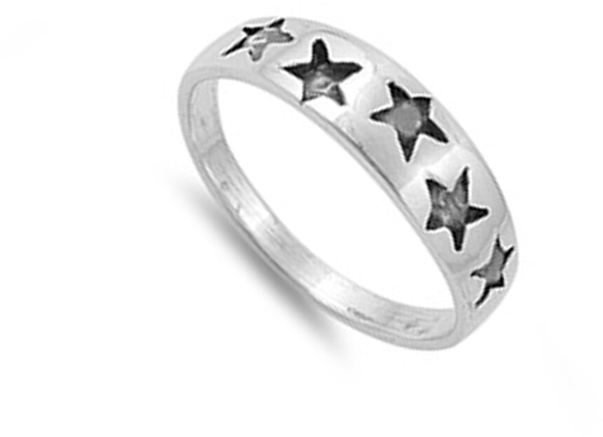 Sterling Silver Baby Ring w/ Stars Children Kid Band 925 New Sizes 1-10