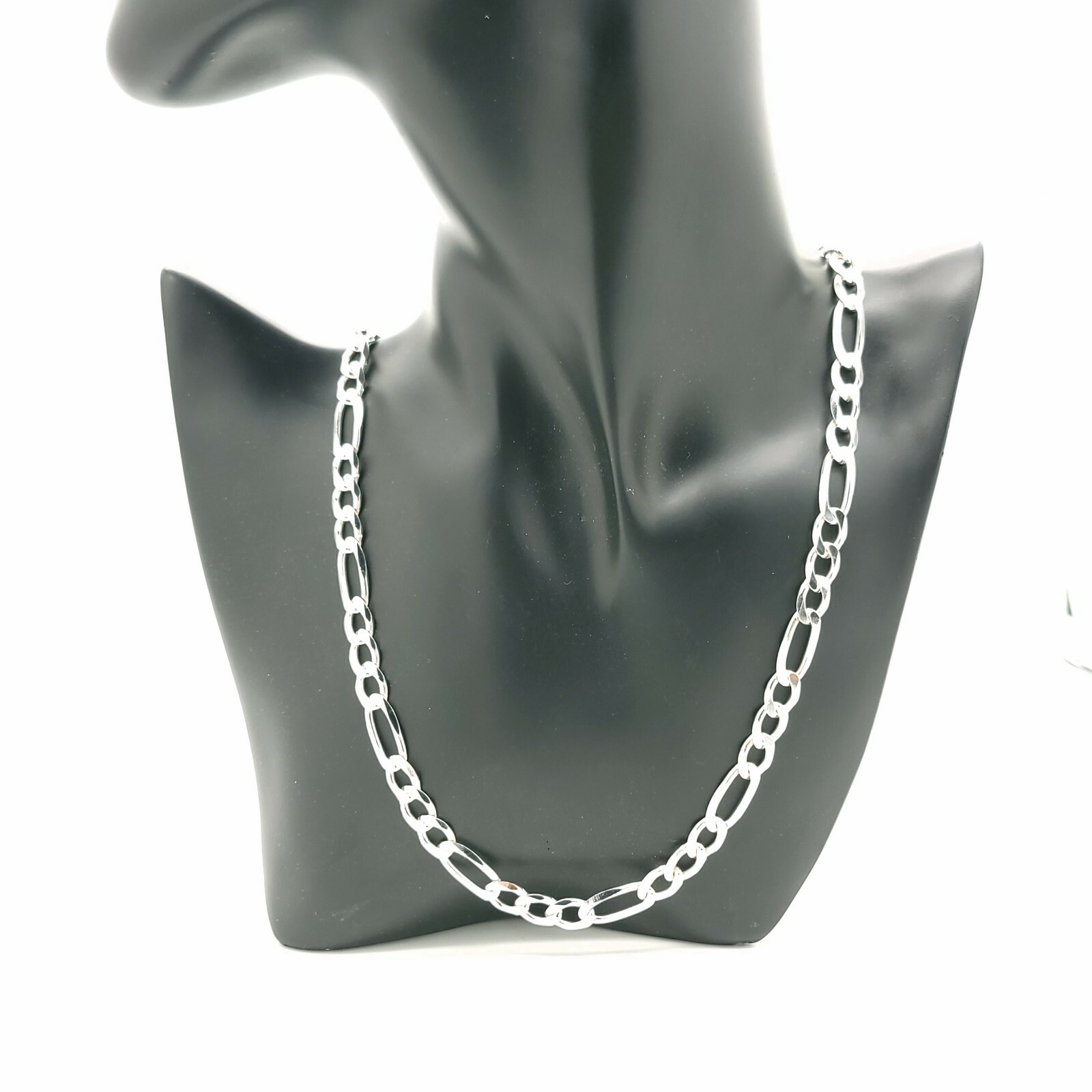New VIOR 925 Sterling Silver 7″mm Figaro Mariner 30′ In Chain Cord Made In Italy