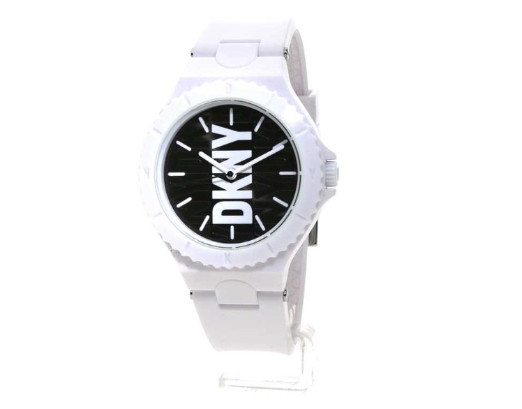 DKNY Women’s Analogue Quartz White Nylon Watch, Black Dial, 36mm NY6657