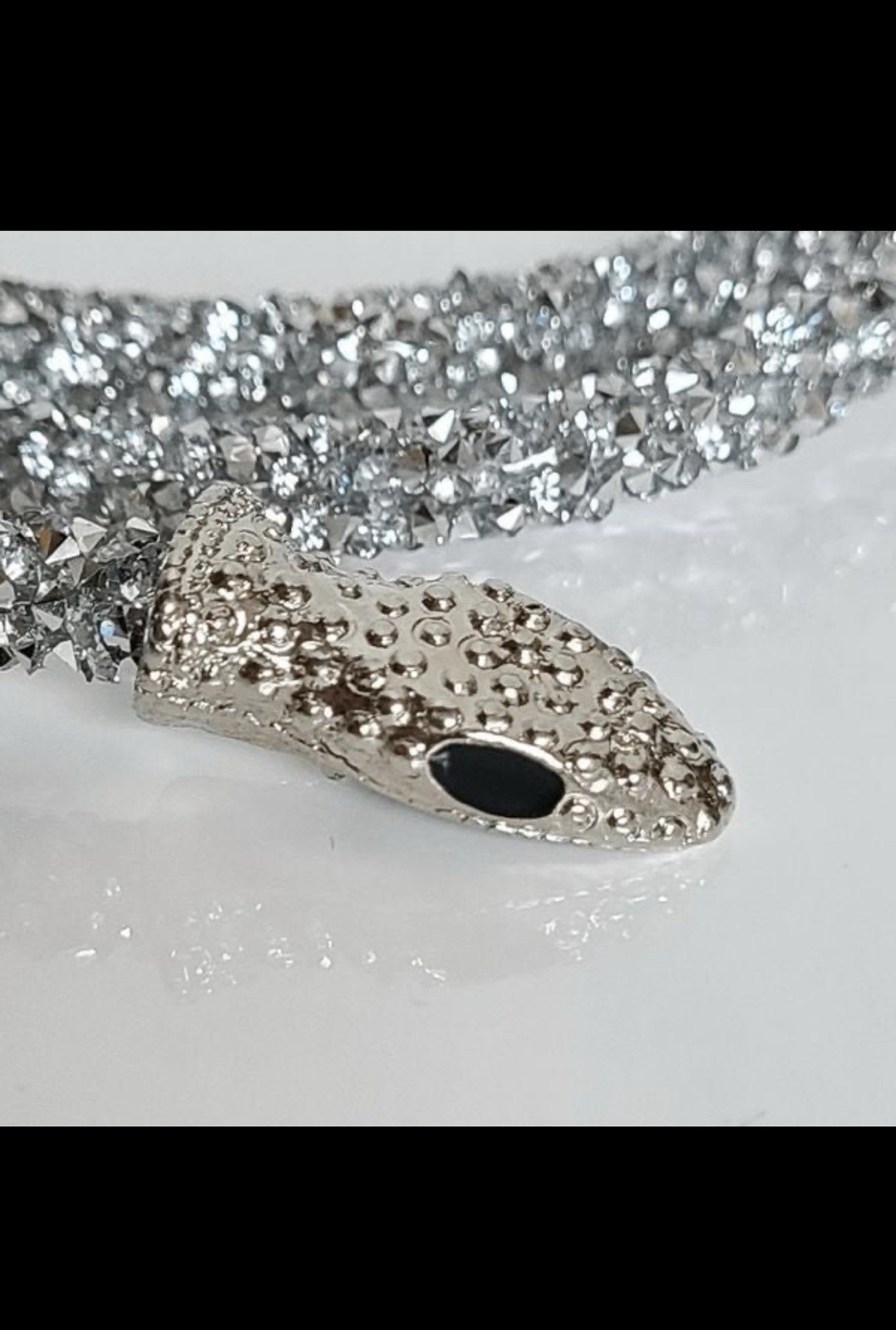 Sparkling Snake Necklace Bendable Silver Bling Statement Open Choker NEW S1 ￼