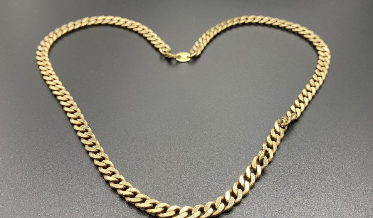 29g, Vintage 11K Yellow Gold Filled Flat Curb Link Chain Necklace