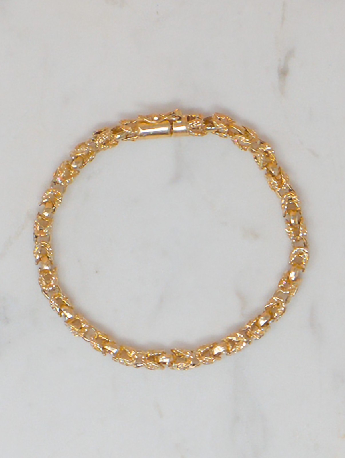 14K Byzantine Style Gold Bracelet 7″ 14.9g Classic Link