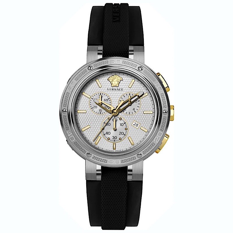 VERSACE WATCH STRAP, VE2H , BLACK RUBBER , TONGUE BUCKLE STRAP , VERSACE STRAP