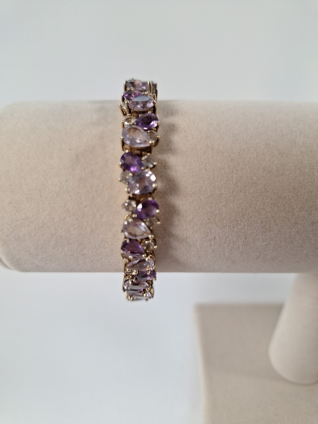 Shades Of Amethyst Tennis Bracelet 925 14k Gold Plated (Missing 1 Stone)