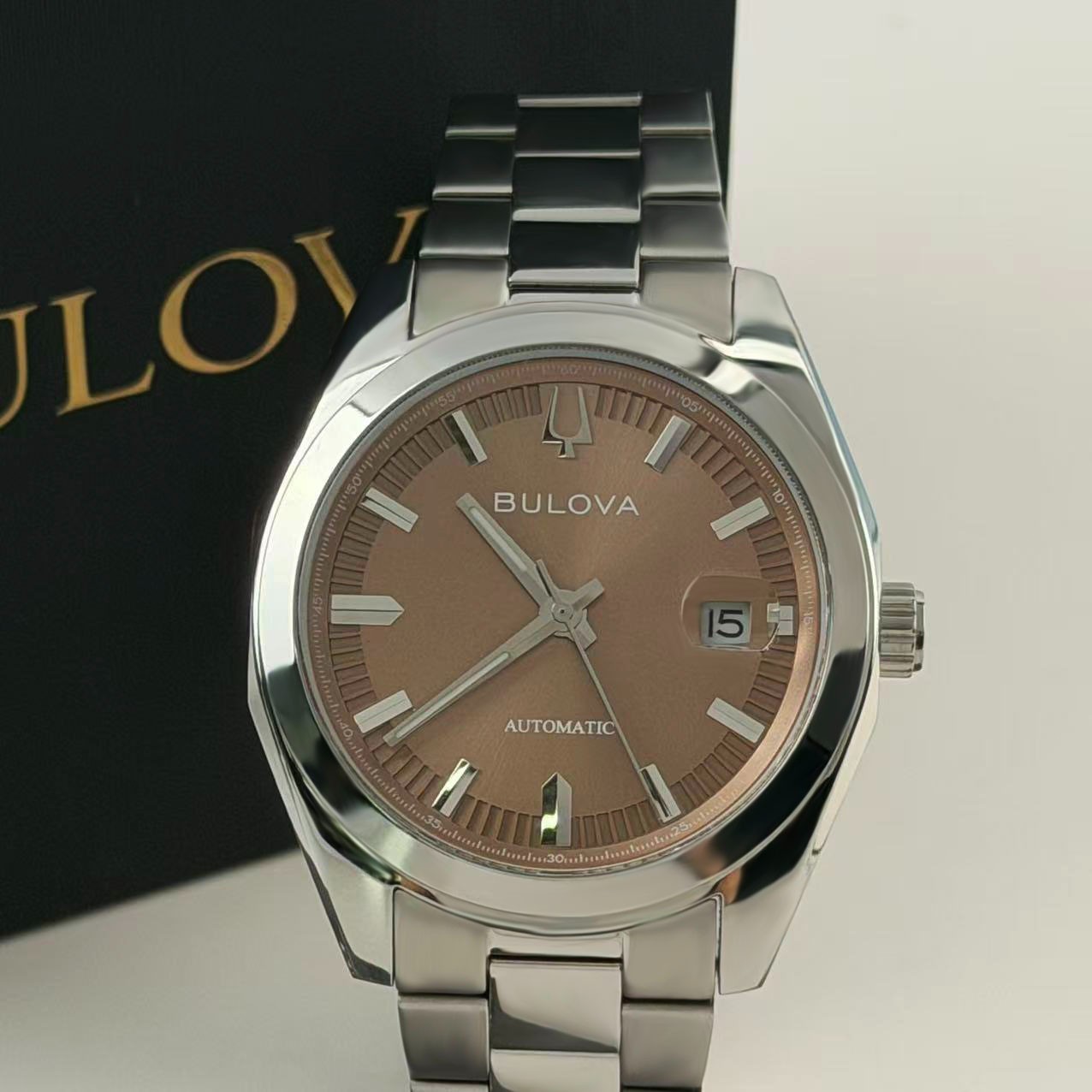 Bulova Surveyor Brown Dial Stainless Steel Men’s Automatic Watch 96B470 39 mm