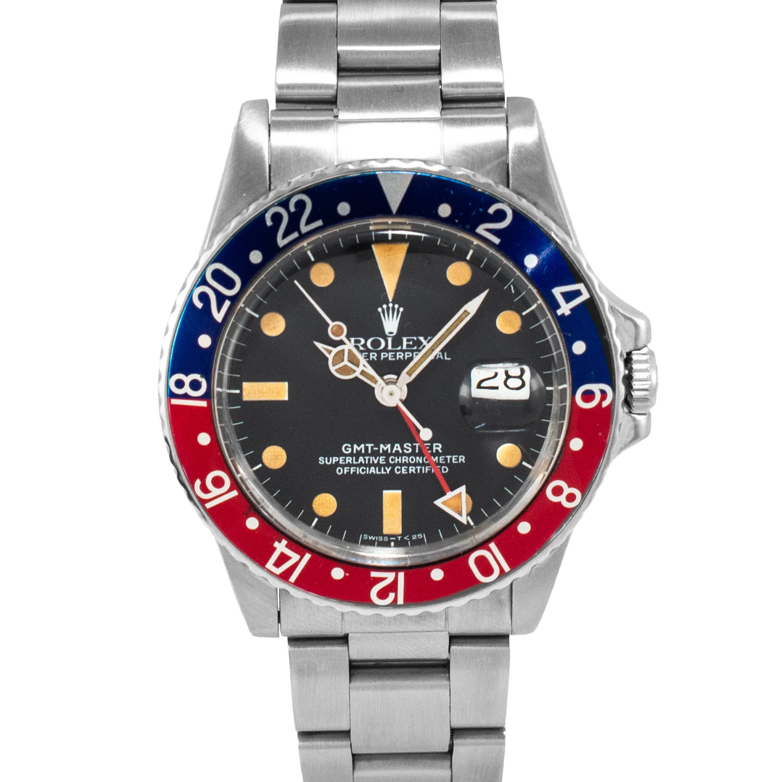 Vintage Rolex Gmt Master Pepsi 40MM 16750 Tritum Patina Matte Dial Steel Watch