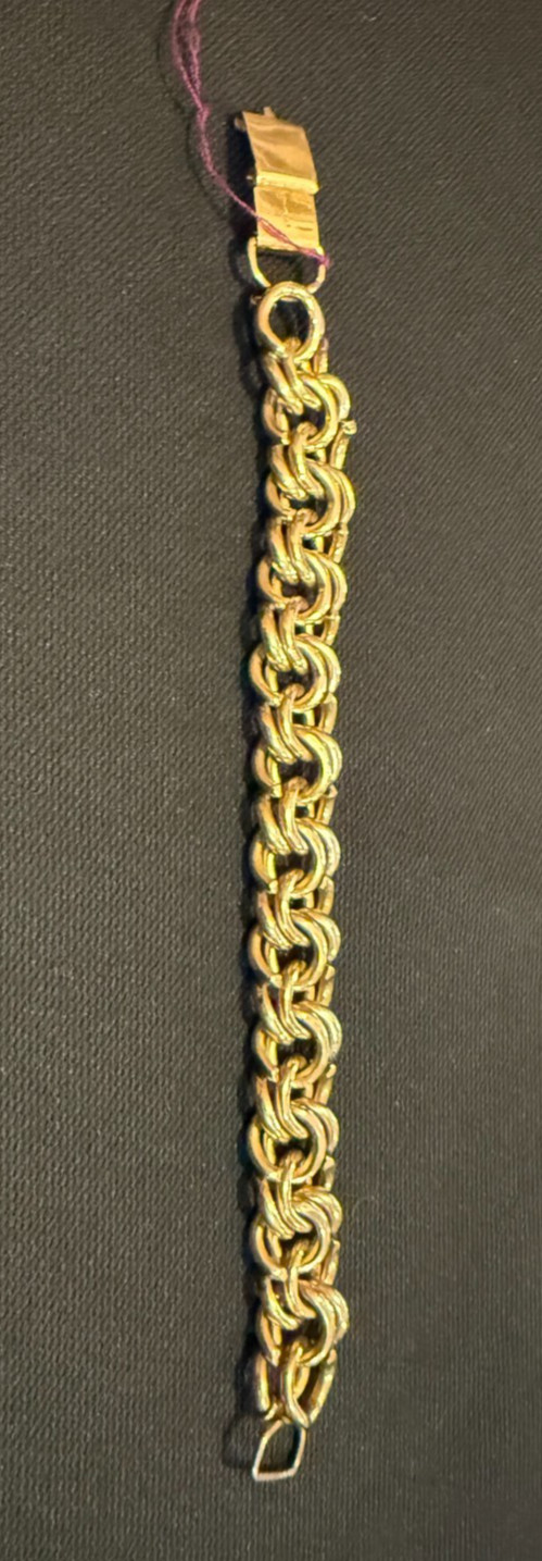 Vintage 1/20 12K 52G Gold Filled Double Spiral Link Charm Bracelet Heavy Chain