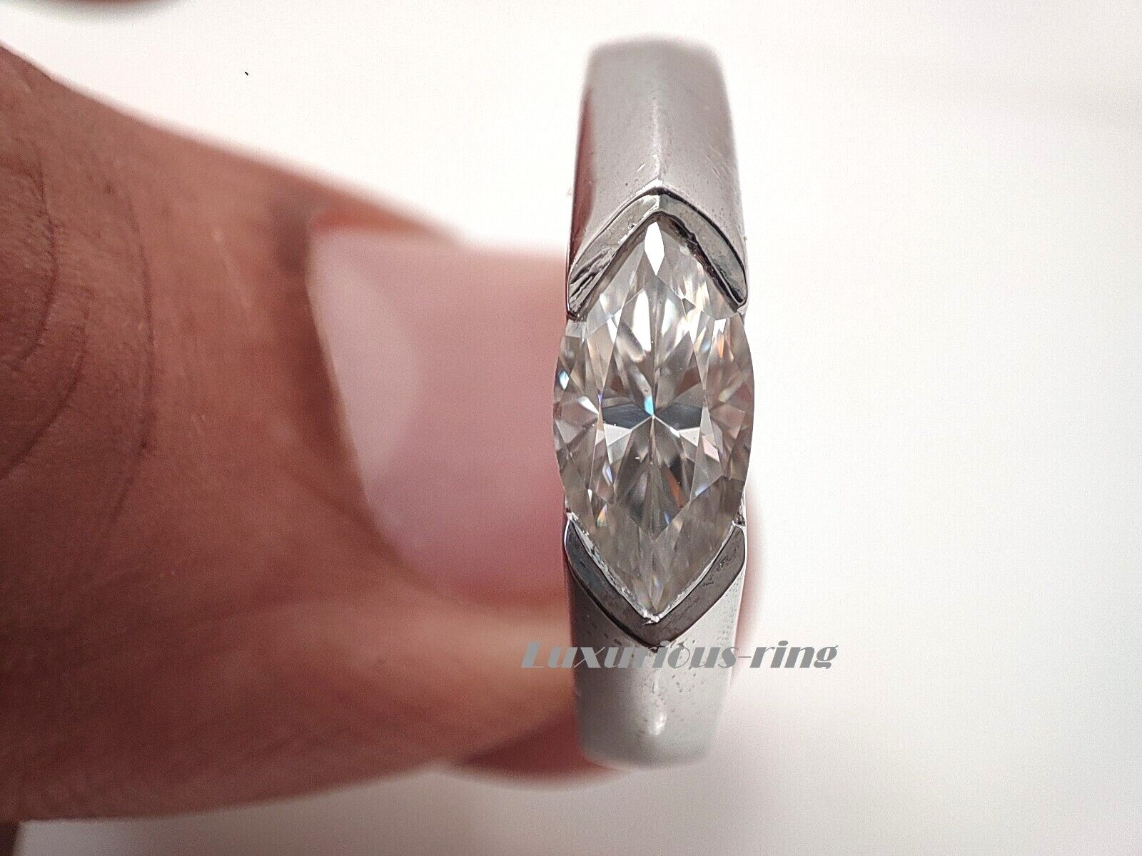 925 Starling Silver 10×5 mm Marquise Cut Classic Ring, White Moissanite Ring