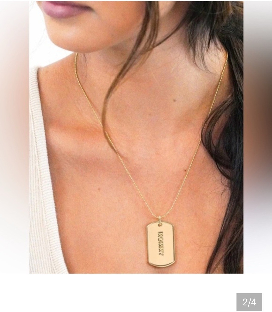 Uncommon James Gold plated Engraved MOMMY Dog Tag Pendant Necklace