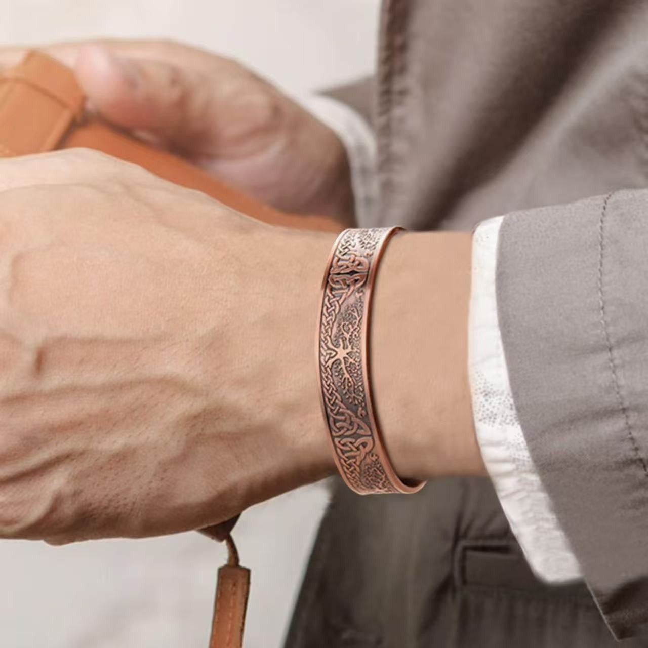 99.9% Magnetic Copper Men Bracelet tree of life Jewelry Terapia magnética Bangle